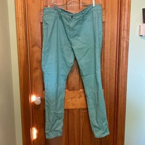 Very stretchy mint colored jeans, 24W.